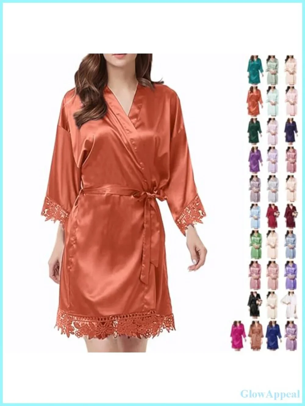 Silk Satin Lace Trim Robe Wedding Dressing Gown Bridal Kimono